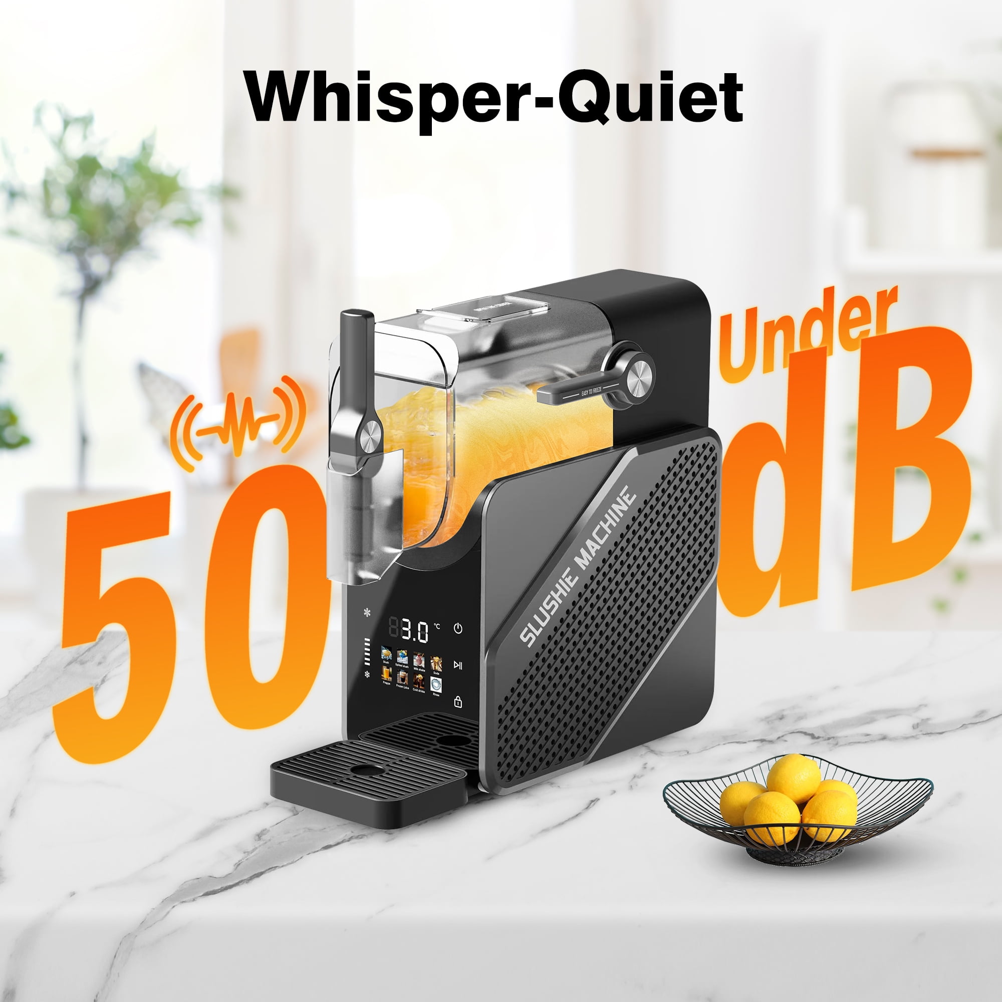 Slushie Machine for Home - No Ice Required Frozen Beverage Maker | 8 Preset Programs for Margaritas Frappes Milkshakes, Self-Cleaning