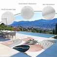 thumbnail image 6 of Outdoor Rug 6x9 ft Mid Century Boho Waterproof Outdoor Patio Rug Mat Non Slip Outside Area Rugs Carpet for RV,Camping,Porch,Deck,Pool,Balconybackyard,Navy Pink Abstract Geo Leaf White, 6 of 9
