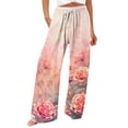 thumbnail image 2 of Mitancoo Palazzo Pants Women - Plus Size Casual High Waisted Color Block Flowy Lounge Pants with Pocket Multi-color Pants Size 3XL, 2 of 4
