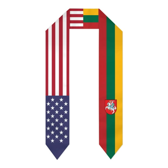 Lithuania & USA United States Flag Shawl Sash Stole Graduation Shawls Wraps Scraf For International Study
