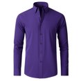 thumbnail image 1 of XDZJLR Mens Shirts Dress Solid Long Sleeve Stretch formal Business Button Down Tops, 1 of 4