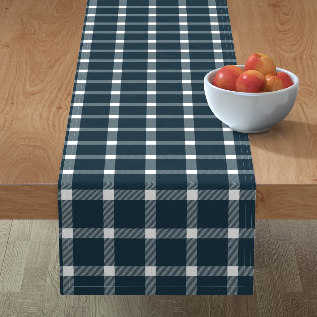 Table Runner Gingham Rustic Plaid Navy Buffalo Check Farmhouse Cotton