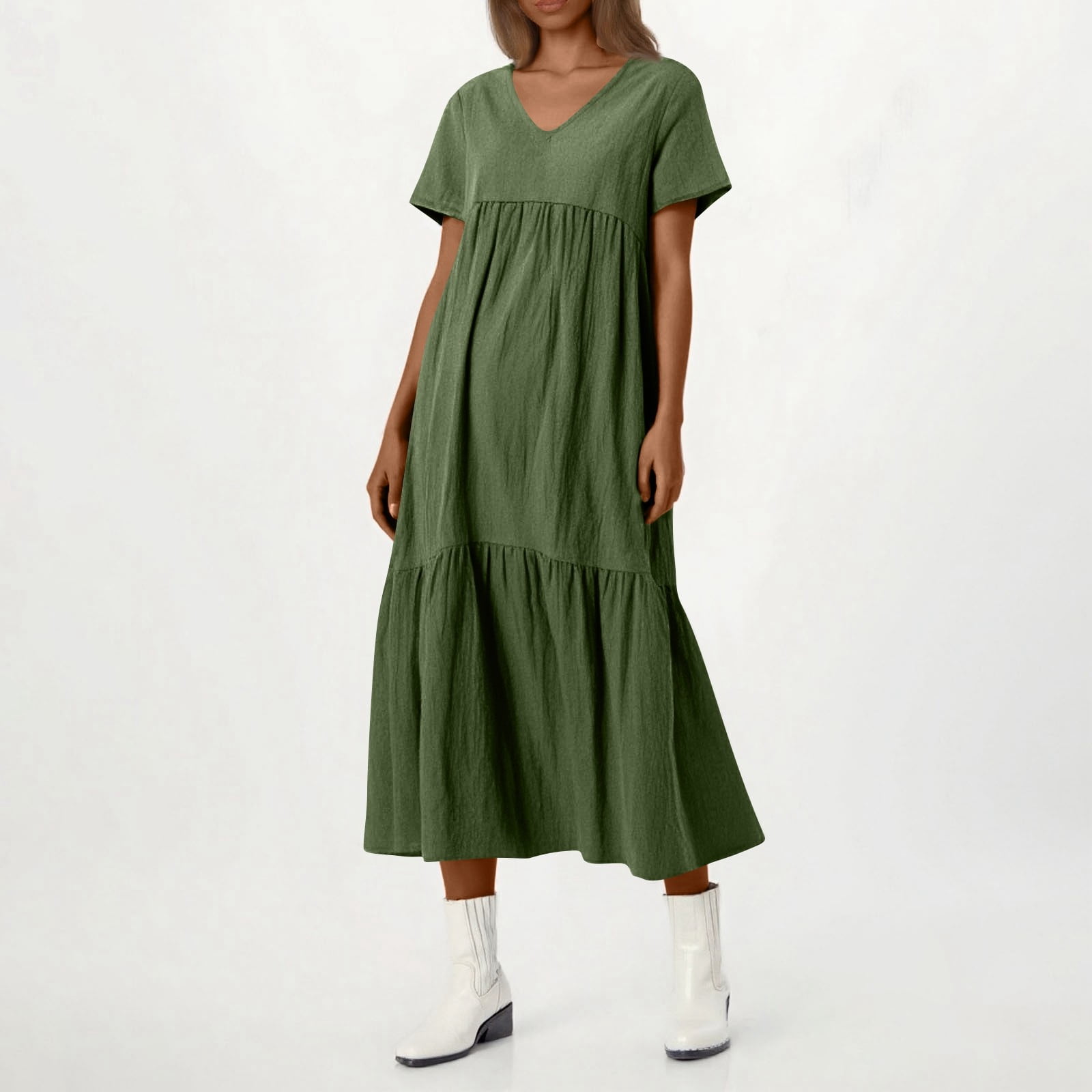 Guest Dresses Tall Sally Dresses Yievot Women Short Sleeve Dress Loose  Plain Casual Summer Flowy Tiered