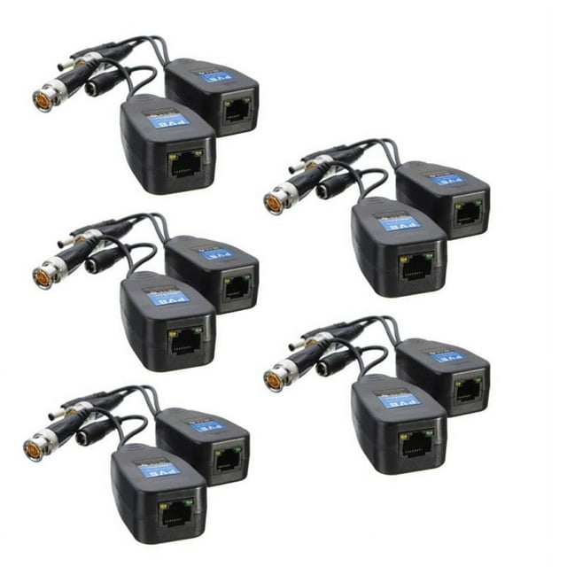2 Paires Émetteur-Récepteur Balun d'Alimentation Vidéo CCTV Coaxial BNC Passif DC-8MHZ vers Connecteur CAT5e 6 RJ45