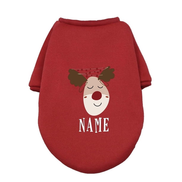 Ropa navideña personalizada para perro, sudaderas con capucha cálidas de invierno con nombre de ciervo, Bulldog francés para cachorro, ropa de perro mediano, regalo