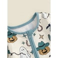 thumbnail image 6 of Suealasg Newborn Infant Girl Boy Halloween Outfits Long Sleeve Crew Neck Ghost Print Footed Romper Jumpsuit + Hat Baby Girl Boy Halloween Clothes, 6 of 7