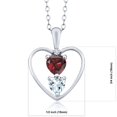 thumbnail image 2 of 925 Sterling Silver Red Garnet Sky Blue Aquamarine and White Lab Grown Diamond Pendant Necklace for Women (0.86 Cttw, Gemstone January Birthstone, Heart 5MM and 4MM, with 18 inch Silver Chain), 2 of 3