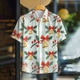 thumbnail image 4 of Unisex Christmas Printed Festive Patterns Short Sleeve Collared Button-Down Shirt for Holiday Gatherings and Daily Wear, 4 of 9