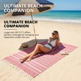 thumbnail image 4 of Unique Bargains 2Pcs Turkish Woven Striped Beach Towel Red Pink 71" x 35"/71" x 40", 4 of 8