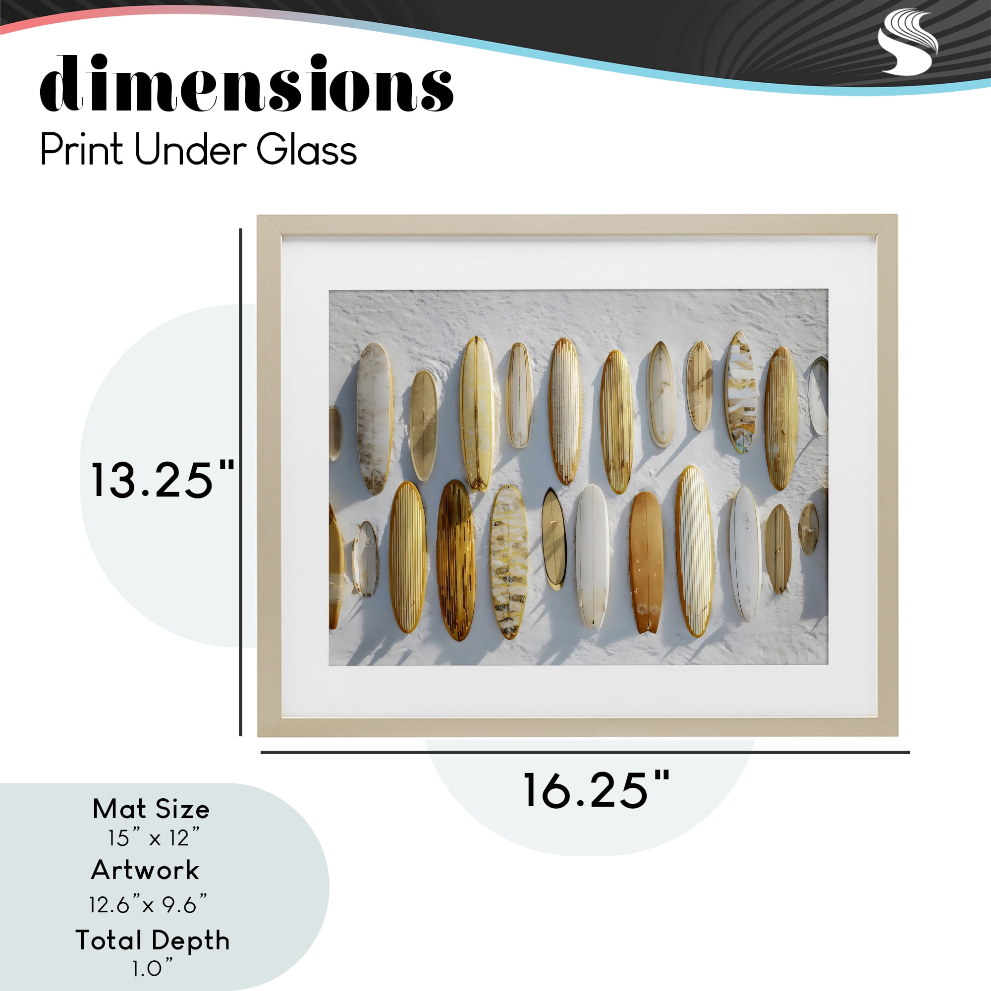 Stupell Industries Vintage Surfboard Collection Birch Framed Print Under Glass, design by Franklyn Gregory