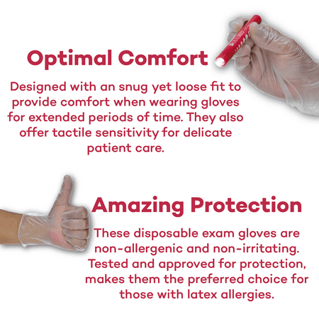 Dealmed Vinyl Medical Exam Gloves, Disposable, Non-Irritating, Latex-Free for First Aid and Medical Facilities, Clear (Large, Box of 100)