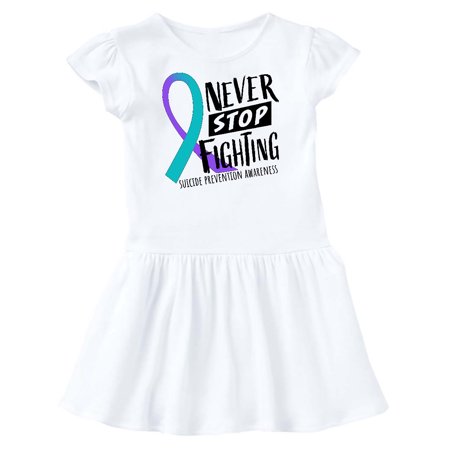 

Inktastic Never Stop Fighting Suicide Prevention Awareness Ribbon Gift Toddler Girl Dress