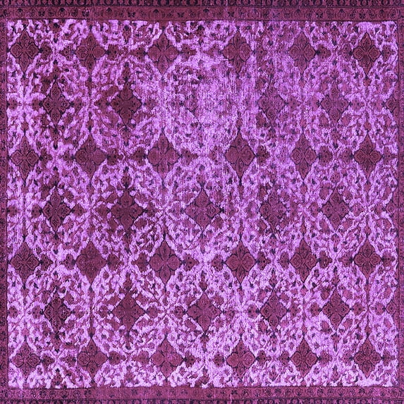 Ahgly Company Indoor Square Oriental Purple Industrial Area Rugs, 7' Square
