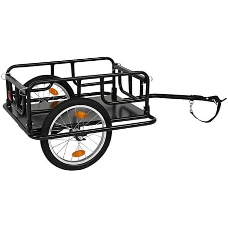 PEXMOR Foldable Bike Cargo Trailer with Universal Bike Hitch, Bicycle Wagon Trailer with 16" Wheels & Reflectors, Large Loading Bike Trailer Storage Cart