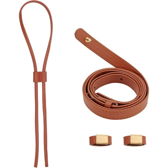 Leather Drawstring Pull String Shoulder bag Strap set 98-132 cm Detachable Leather Bucket bag Strap 31inch Leather Slide String Keeper Drawstring Bunches Pocket Accessories Brown