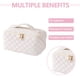 thumbnail image 4 of Bolsa de cosméticos de PU Caja de maquillaje a cuadros de gran capacidad para regalos de vacaciones (Blanco), 4 of 8