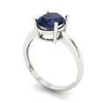 thumbnail image 2 of 2 ct Oval Cut Simulated Blue Sapphire Solitaire 14K White Gold Womens Engagement Ring, 2 of 5