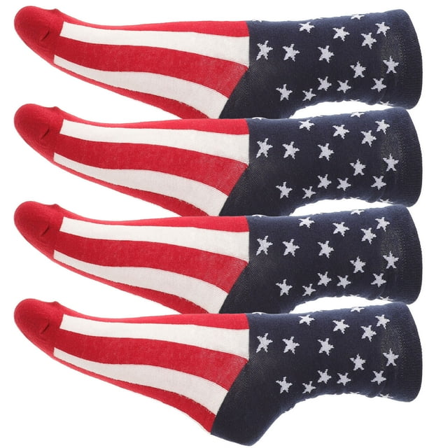 2 pares de medias cálidas de algodón Calcetines a rayas de la bandera americana Calcetines creativos Calcetines cómodos con los pies de la bandera