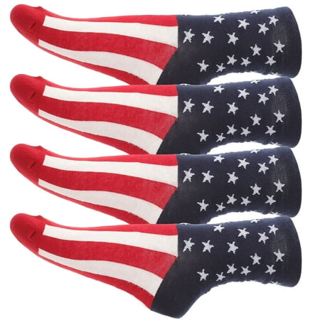 

2 Pairs Cotton Warm Stockings American Flag Stripe Socks Creative Socks Comfortable Flag Feet Socks