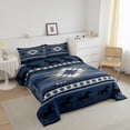 thumbnail image 3 of Erosebridal Blue Aztec Bedding Twin Comforter Set,Boho Horse Down Comforter,Geometric Triangle Decor,Reversible,Lightweight,2pcs, 3 of 7