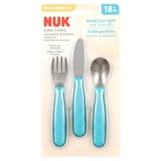 NUK Kiddy Cutlery, Utensil Set, 18+ Months, Blue, 3 Count