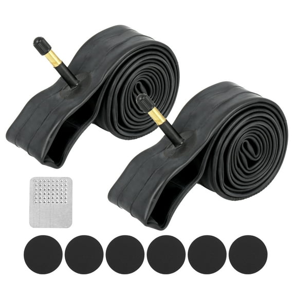 REGALWOVEN 2pcs Bicycle Inner Tube with Repair Tool 26" x1.75"-2.125" 48mm Black Rubber