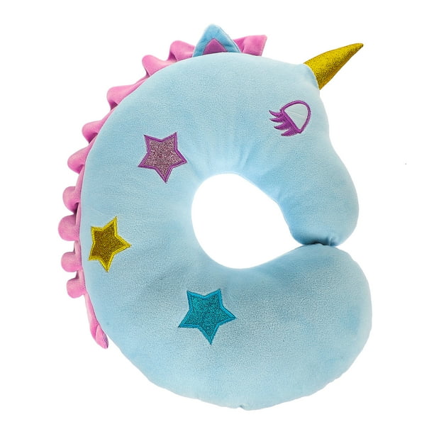 Almohada para el cuello con forma de U de unicornio de dibujos animados, cómoda y encantadora