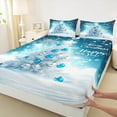 thumbnail image 3 of Feelyou Snowflake Tree Full Size Sheets, Happy New Year Bed Sheets, Blue Christmas Theme Sheet Sets, Lightweight Room Decor,4-Piece, 3 of 7