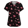 thumbnail image 2 of Stichou Women's Valentines Scrub Tops Plus Size Love Heart Graphic Holiday Short Sleeve Working Uniforms Soft V-Neck Workout T Shirts with Pockets Pink 2XL, 2 of 6