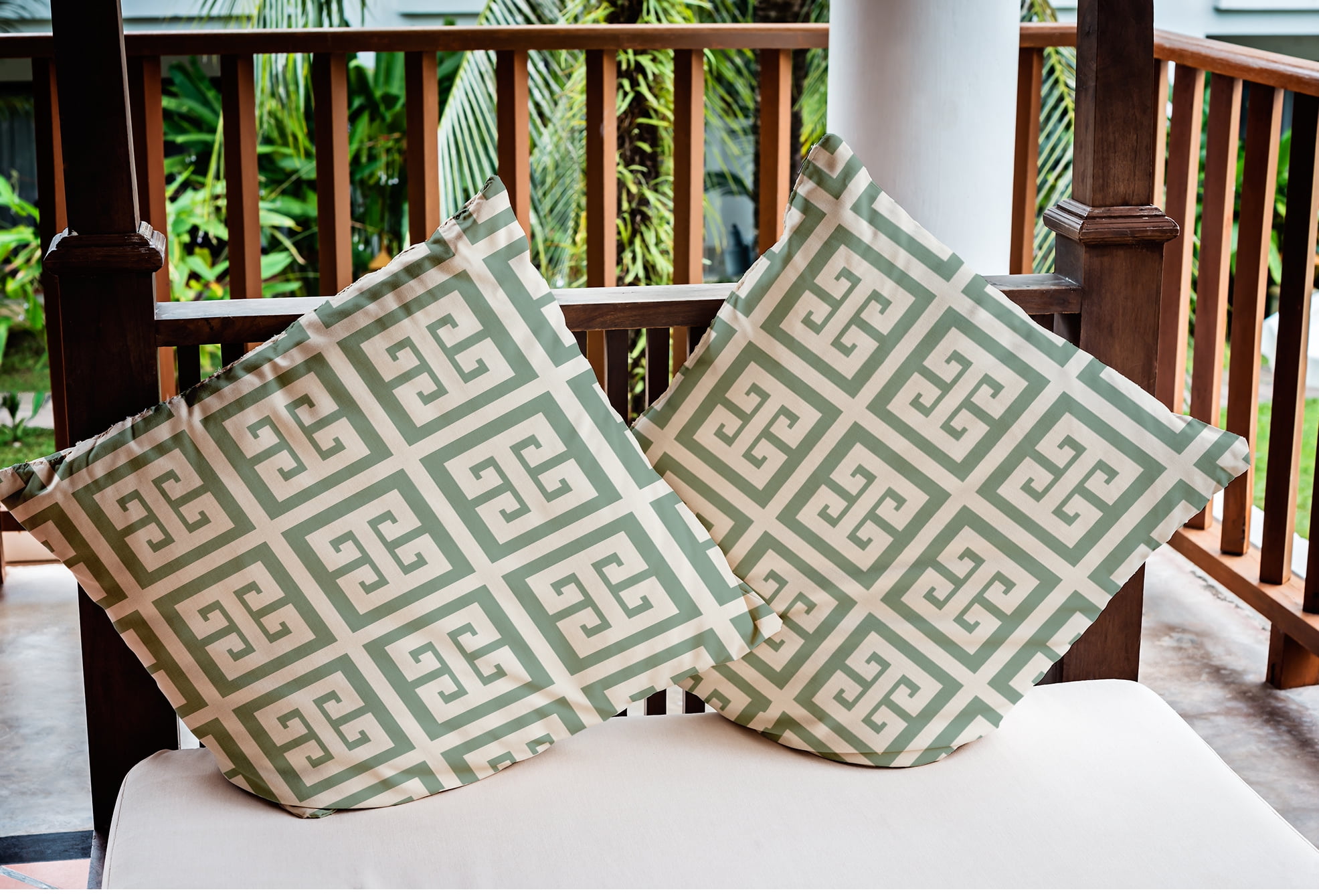 Simply Daisy 16" x 16" Greek Key Patterned Nautical Indoor/Outdoor Throw Pillow