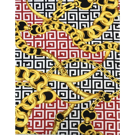 Abstract Line Pattern on 2 Way Stretch Polyester Spandex (Red)