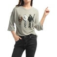 thumbnail image 3 of INSPIRE CHIC Woman's Drop Shoulder 3/4 Sleeves Horse Print Loose Tops, 3 of 6