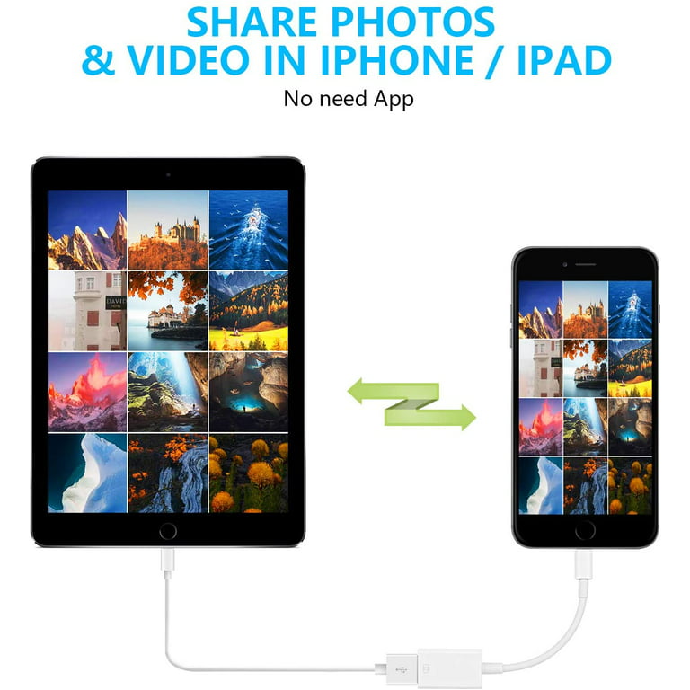 USB to Lightning - iPhone iPad Adapter USB Female OTG Data Sync
