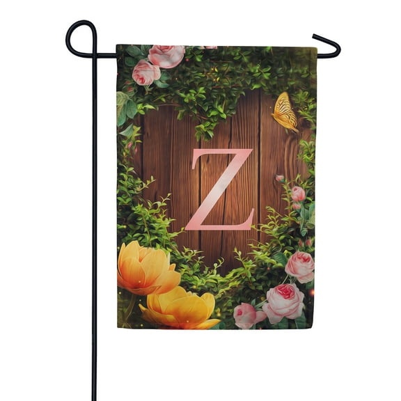 America Forever Spring Monogram Garden Flag Letter Z 12.5 x 18 inches Double Sided Vertical Outdoor, Yard, Lawn, Seasonal Decorative Beautiful Flowers, Garden, Summer Butterfly Garden Flag