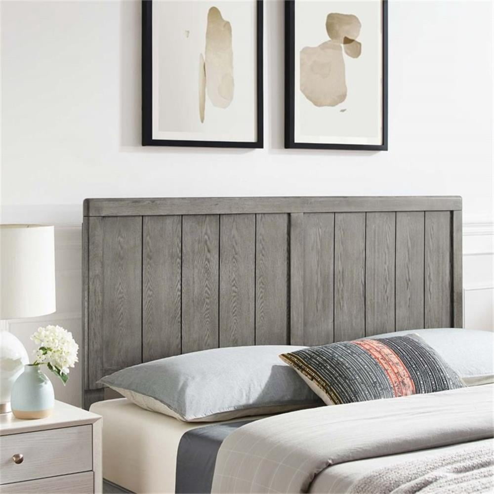 Pemberly Row Twin Modern Rubberwood and MDF Headboard in Gray