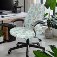 thumbnail image 2 of Renewold Easter Rabbit Eggs Floral Blue Office Chair Cover Removable Rotating Boss Chair Cover for Armrest Chairs Removable Swivel Chair Slipcover Stretchy Spandex Fabric Cover, L, 2 of 7
