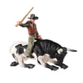 thumbnail image 4 of Modelo de granja de simulación, figura de equitación de ganado en miniatura, juego de rol de vaquero con estatuilla de toro para diseño de Diorama, Ataque de CUTICAT Estatuilla de monta de toros, 4 of 8