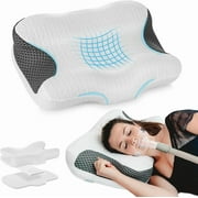 Cervical Neck CPAP Pillow for Sleeping, Ergonomic Adjustable Height Neck Support Memory Foam Bed Pillow for CPAP Users with Sleep Apnea, Suitable for Side and Back Sleepers