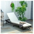 thumbnail image 2 of Outdoor Lounge Chair, PE Rattan Wicker Chaise, Adjustable Backrest, Cushioned Patio Daybed for Poolside, White, 2 of 9