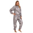 thumbnail image 3 of iiniim Women Sauna Suit Weight Loss Sweat Suits Pants Gym Workout Top Fitness Activewear Size L-4XL Grey XL, 3 of 7