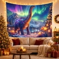 thumbnail image 3 of Sauropod Dinosaur Under Aurora, Mystical Fantasy Style for Dinosaur Lovers, Prehistoric Wall Decor, Housewarming Gift, Tapestry Wall Hanging for Bedroom and Gaming Room, 3 of 7