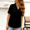 thumbnail image 3 of Generic Women's Lapel Collar Polo Shirts Casual V Neck Short Sleeve Tops Summer Cotton Dressy Casual Tunic Tops, 3 of 4