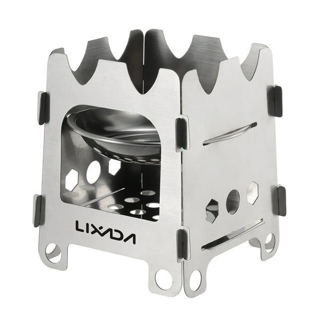 Lixada Camping Extérieur Portable Ultraléger Pliant en Acier Inoxydable avec Plateau Camping Pêche Randonnée Sac à Dos