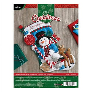 Bucilla Felt Applique 18 Christmas Stocking Kit, Jolly Chimney Santa 