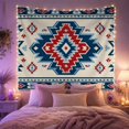 thumbnail image 2 of Symmetrical Southwestern Diamond Art on Cream Background, Majestic Boho for Native Art Lovers, Geometric Star Decor, Housewarming Gift, Tapestry Wall Hanging for Bedroom and Living Room, 2 of 7