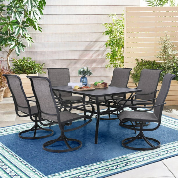 Mf Studio 7 Pieces Outdoor Patio Dining, Set Of 6 Dining Chairs Black