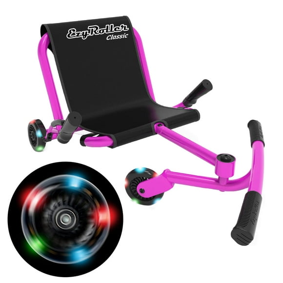 EzyRoller Classic Ride On Scooter and Go Kart for Kids Ages 4+ - Pink LED Limited Edition