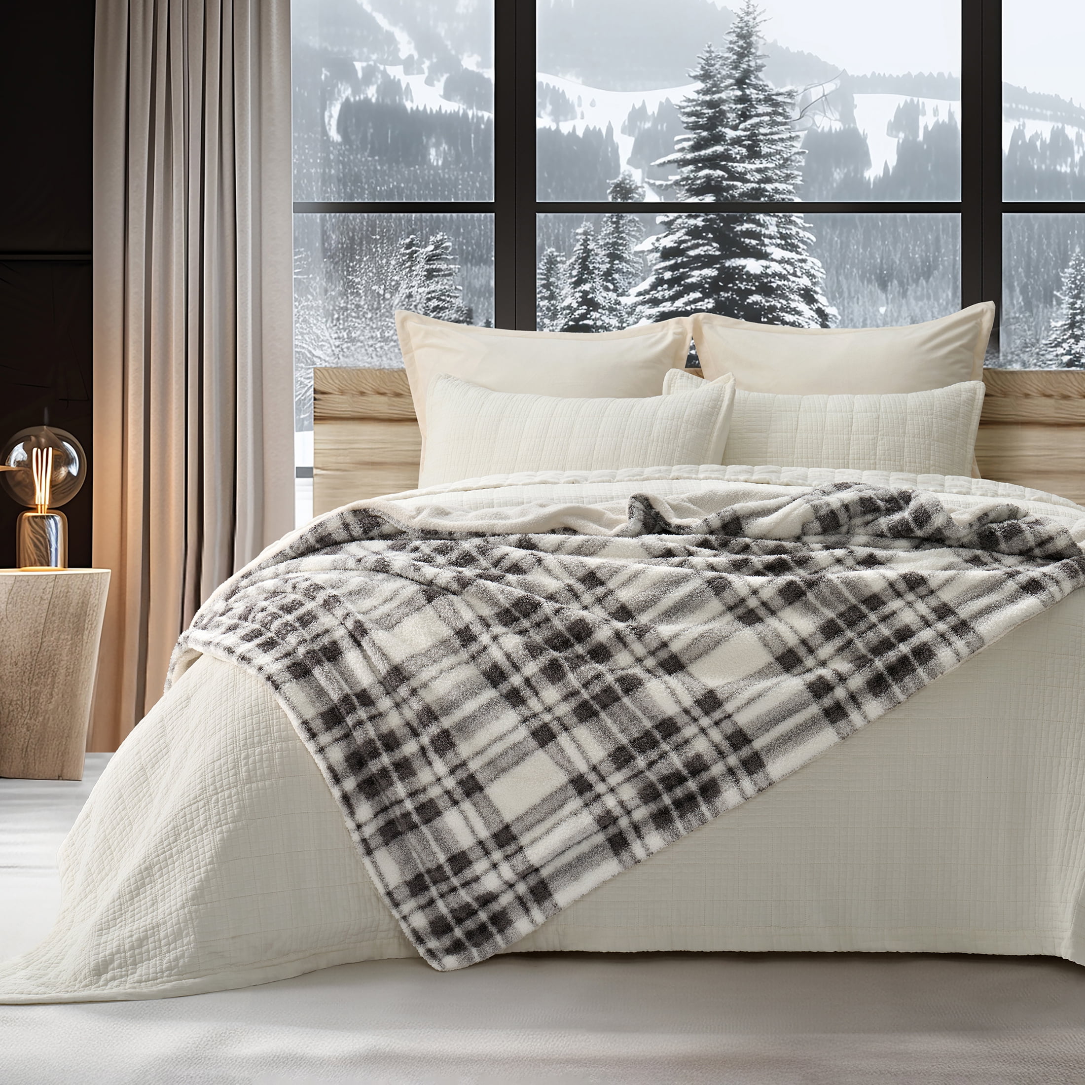 Evergrace Cozy Christmas Throw Gray Check 50"x72"