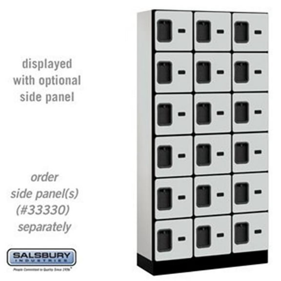 12" Wide Six Tier Box Style Designer Wood Locker - 3 Wide - 6 Feet High - 15 Inches Deep - Gray
