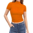 thumbnail image 4 of Breezora Womens Mock Turtle Neck Short Sleeve Slim Fit Ribbed Knit Tops Casual Summer Lightweight Breathable for Daily, 4 of 7